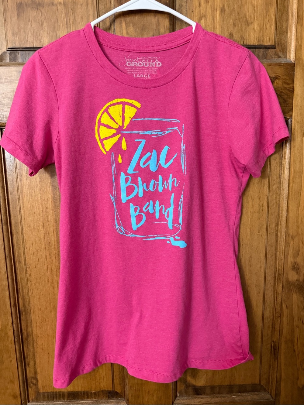 2015 Zac Brown Band concert Pink Graphic Tee with Lemon Accent